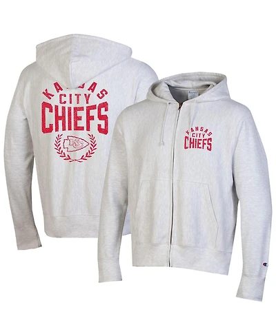 Champion Men's Heather Gray Kansas City Chiefs Reverse Weave Full-Zip Hoodie
