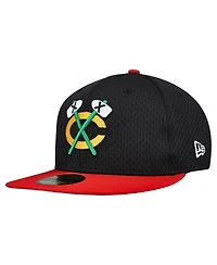 New Era Men's Black/Red Chicago Blackhawks Mesh Crown Two-Tone 59FIFTY Fitted Hat