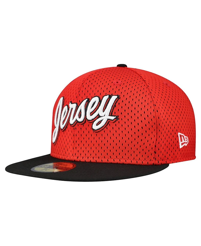 New Era Men's Red/Black Jersey Devils Mesh Crown Two-Tone 59FIFTY Fitted Hat