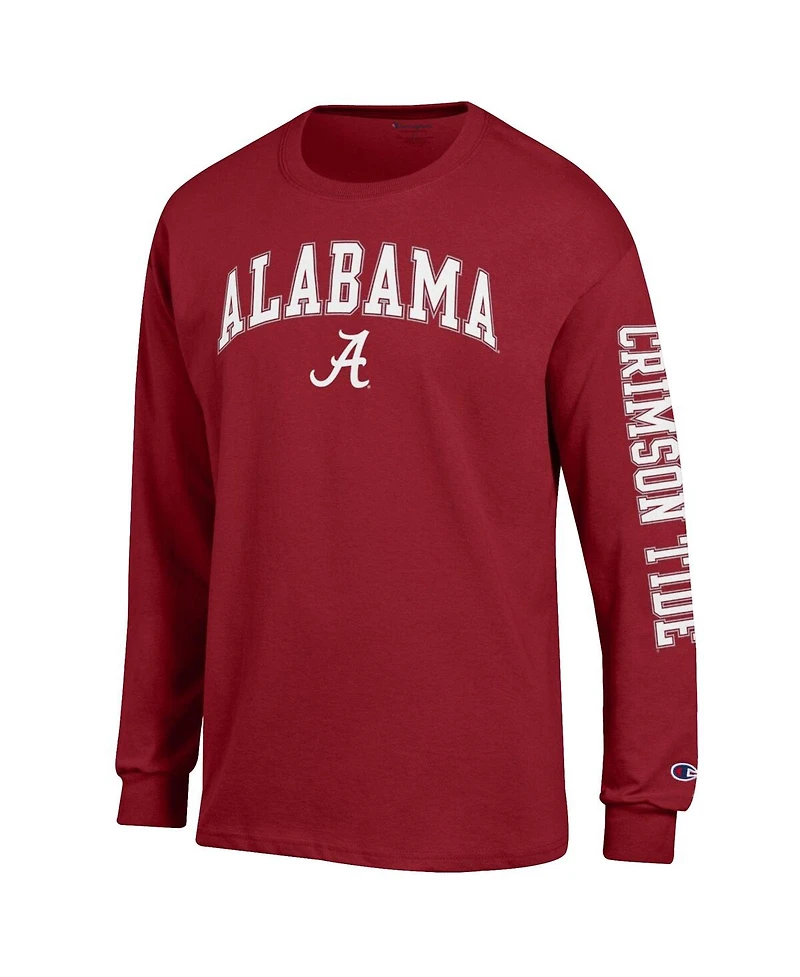 Champion Men's Crimson Alabama Tide Arch Over Logo 2-Hit Long Sleeve T-Shirt