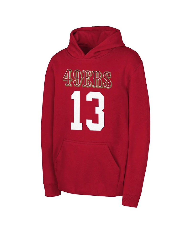 Outerstuff Big Boys and Girls Brock Purdy Scarlet San Francisco 49ers Mainliner Player Name Number Hoodie