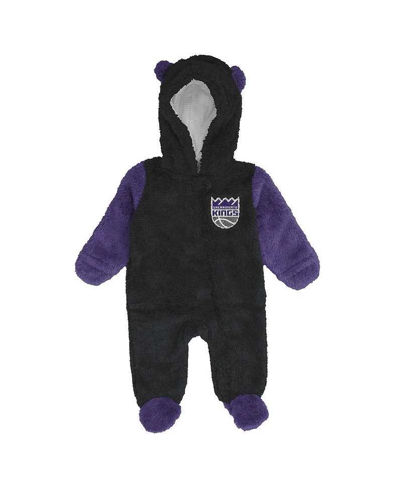 Outerstuff Baby Boys and Girls Newborn Black Sacramento Kings Stay Napping Fleece Bunting Full-Zip Sleeper