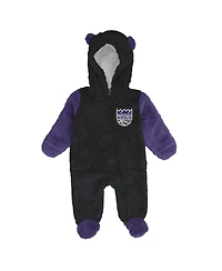 Outerstuff Baby Boys and Girls Newborn Black Sacramento Kings Stay Napping Fleece Bunting Full-Zip Sleeper