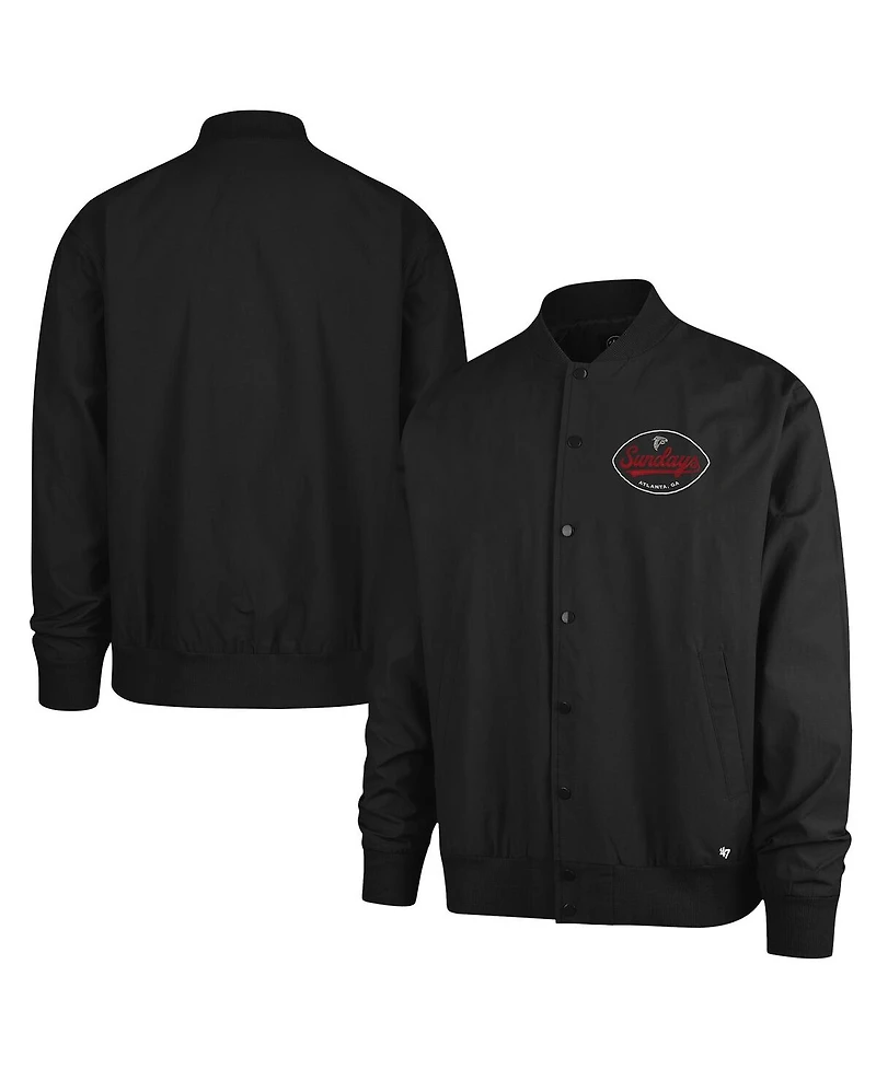 '47 Brand Men's Black Atlanta Falcons Sundays Euro Step Twill Full-Button Bomber Jacket