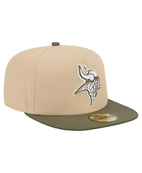New Era Men's Light Beige/Olive Minnesota Vikings Color Pack A-Frame 59FIFTY Fitted Hat