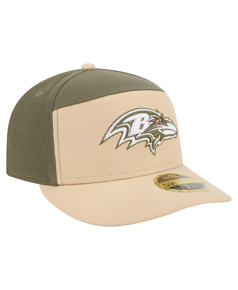 New Era Men's Light Beige/Olive Baltimore Ravens Color Pack Split Panel 59FIFTY Fitted Hat
