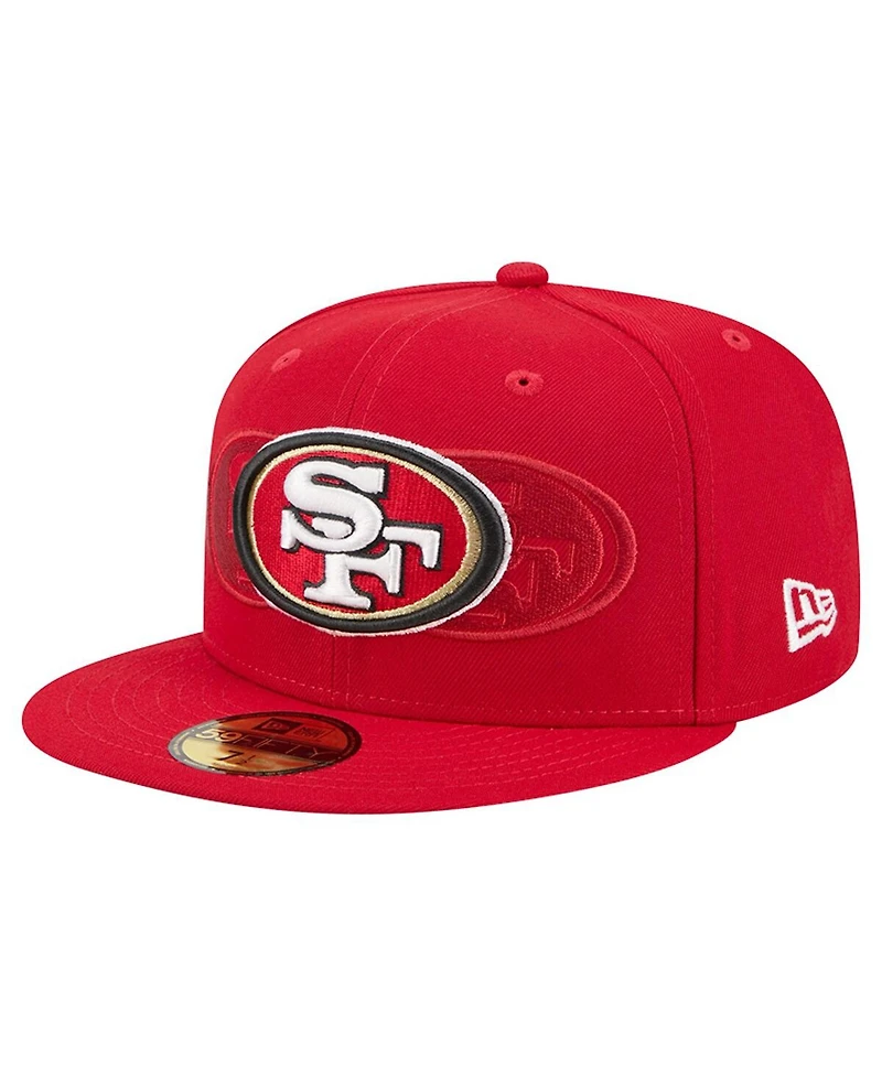 New Era Men's Scarlet San Francisco 49ers Tri-Hit 59FIFTY Fitted Hat
