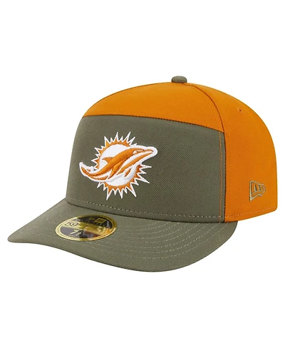 New Era Men's Olive/Brown Miami Dolphins Two-Tone Color Pack Split Panel 59FIFTY Fitted Hat