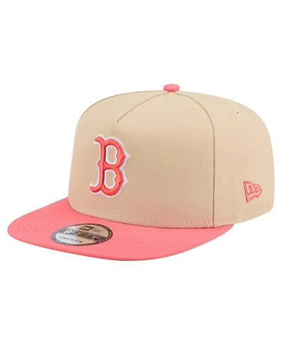 New Era Men's Light Beige/Coral Boston Red Sox Color Pack A-Frame 9FIFTY Snapback Hat