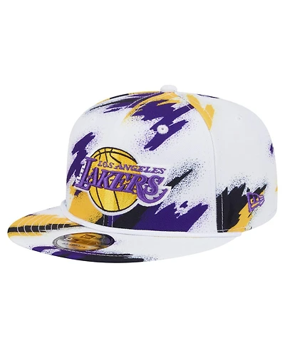 New Era Men's White Los Angeles Lakers Paint 9FIFTY Snapback Hat