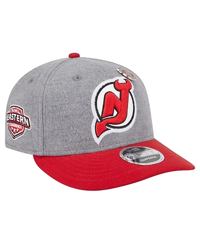New Era Men's Gray/Red New Jersey Devils Wool Pin Low Profile 9FIFTY Snapback Hat