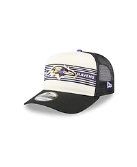 New Era Men's Cream/Black Baltimore Ravens Banner A-Frame 9FIFTY Trucker Snapback Hat