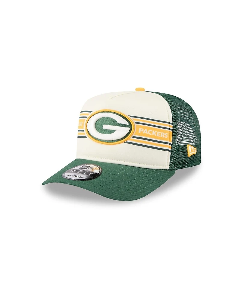 New Era Men's Cream/Green Green Bay Packers Banner A-Frame 9FIFTY Trucker Snapback Hat