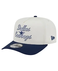 New Era Men's Cream/Navy Dallas Cowboys Chainstitch A-Frame 9FIFTY Adjustable Hat