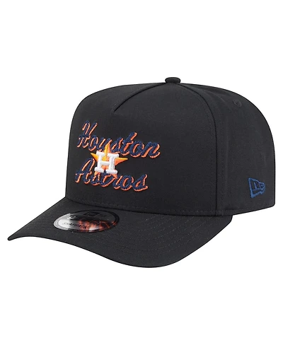 New Era Men's Black Houston Astros Chainstitch 9FIFTY A-Frame Snapback Hat