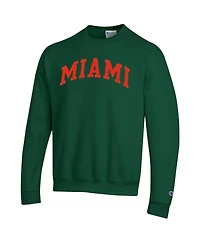 Champion Men's Green Miami Hurricanes Basic Arch Fleece Pullover Sweatshirt