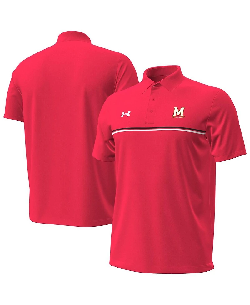 Under Armour Men's Red Maryland Terrapins Performance Drive Chest Stripe Polo Shirt