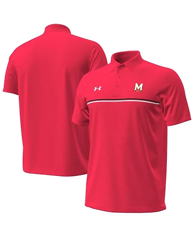 Under Armour Men's Red Maryland Terrapins Performance Drive Chest Stripe Polo Shirt
