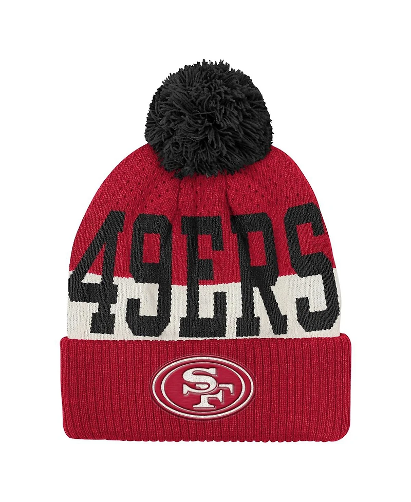 Outerstuff Big Boys and Girls Scarlet San Francisco 49ers Modern Fan Cuffed with Pom Knit Hat