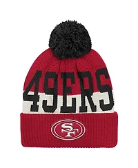 Outerstuff Big Boys and Girls Scarlet San Francisco 49ers Modern Fan Cuffed with Pom Knit Hat