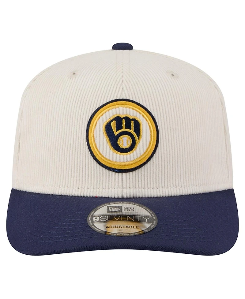 New Era Men's Cream/Navy Milwaukee Brewers Loyal 9SEVENTY Adjustable Hat