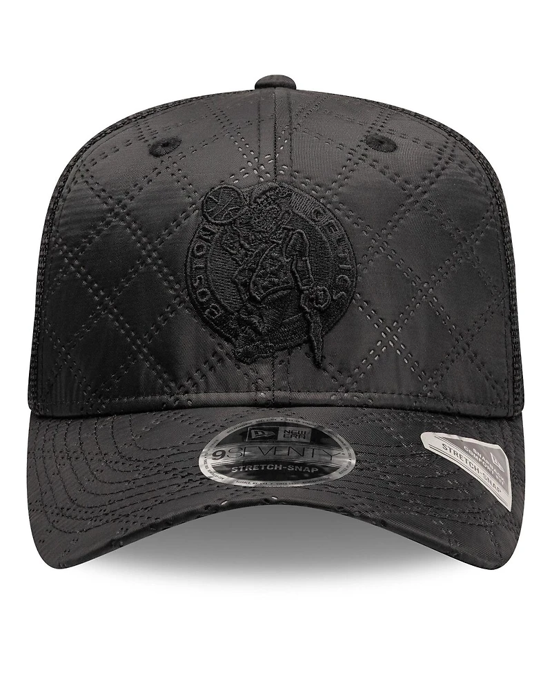 New Era Men's Black Boston Celtics Quilted Nylon 9SEVENTY Trucker Adjustable Hat