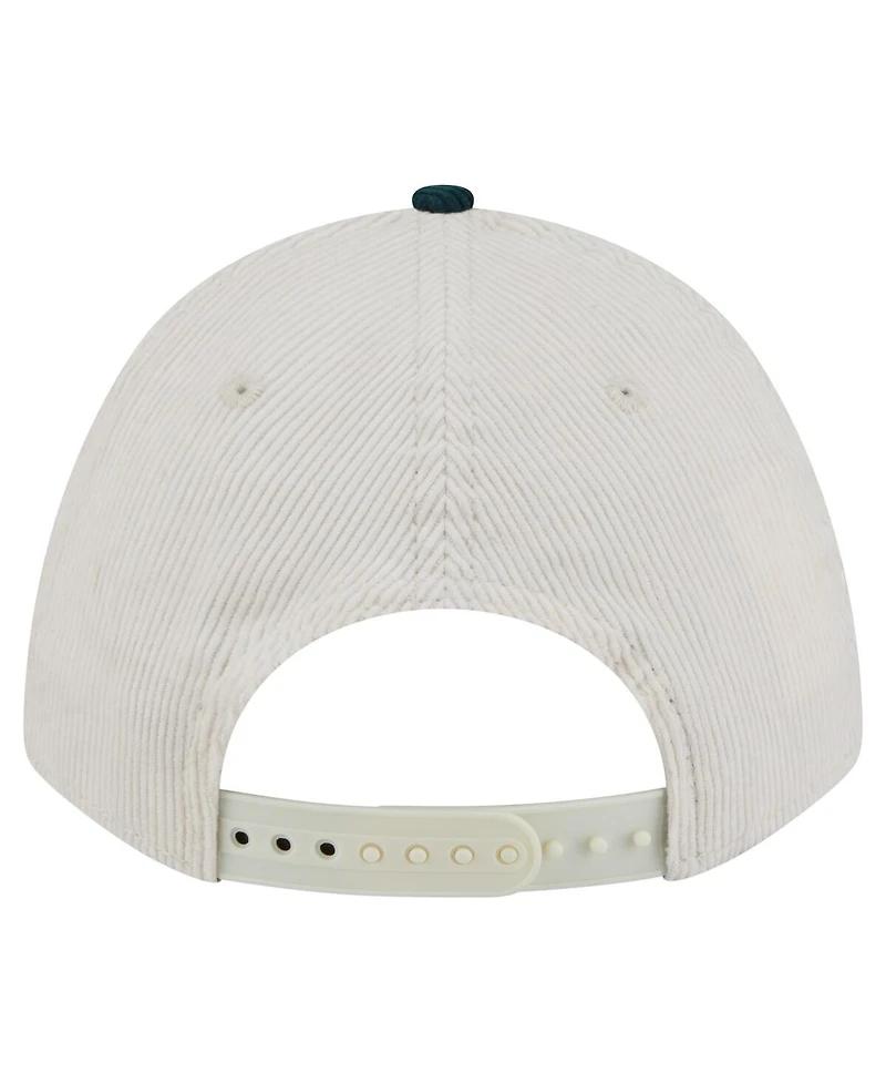 New Era Men's Cream/Green New York Jets Two-Tone Sided Corduroy 9FORTY A-Frame Adjustable Hat
