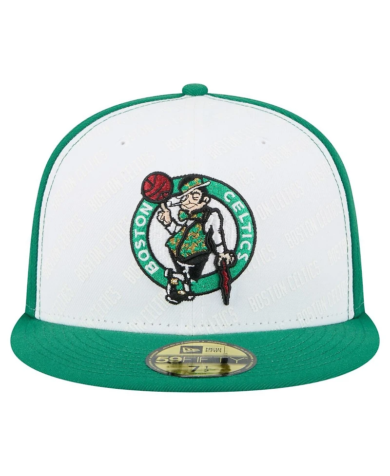 New Era Men's White/Kelly Green Boston Celtics Repeat 59Fifty Fitted Hat