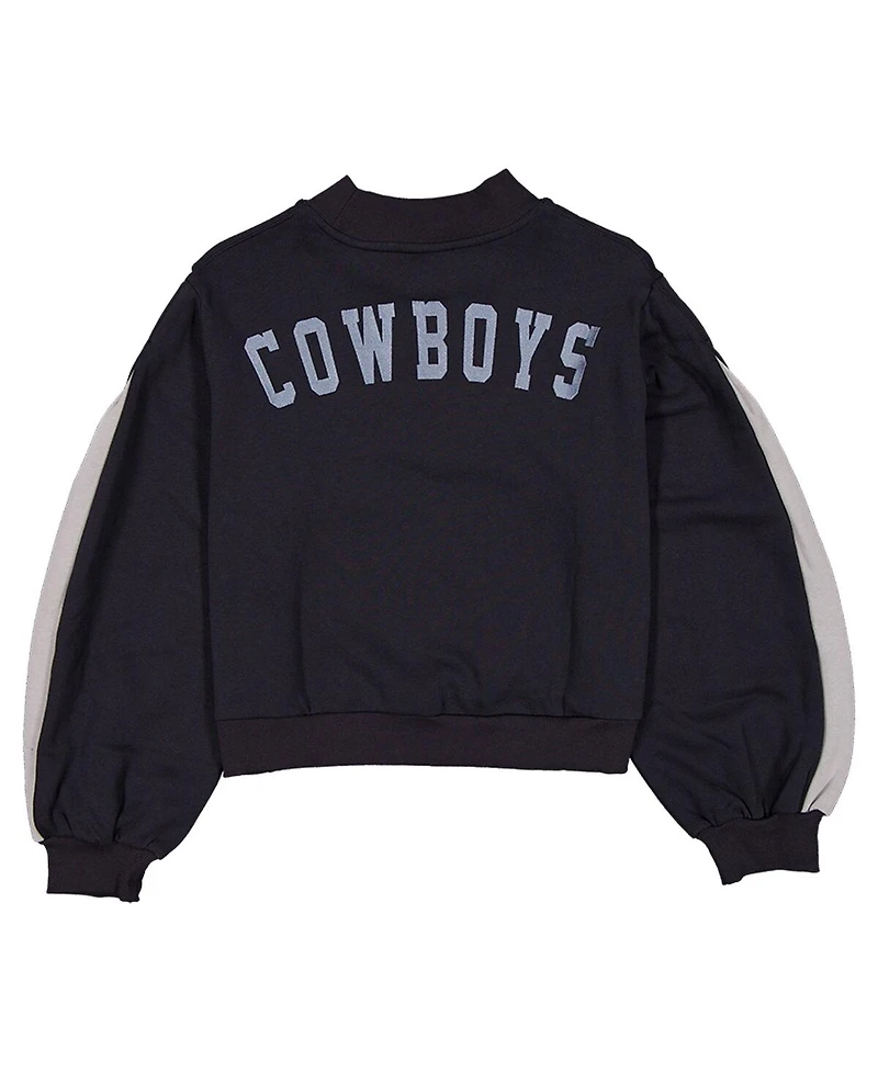 New Era Women's Navy Dallas Cowboys Sport Night Mock Neck Balloon Sleeve Pullover Sweatshirt