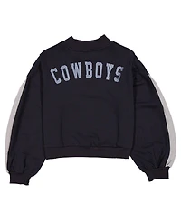 New Era Women's Navy Dallas Cowboys Sport Night Mock Neck Balloon Sleeve Pullover Sweatshirt