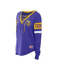 New Era Women's Purple Minnesota Vikings Throwback Lace-Up Long-Sleeve T-Shirt