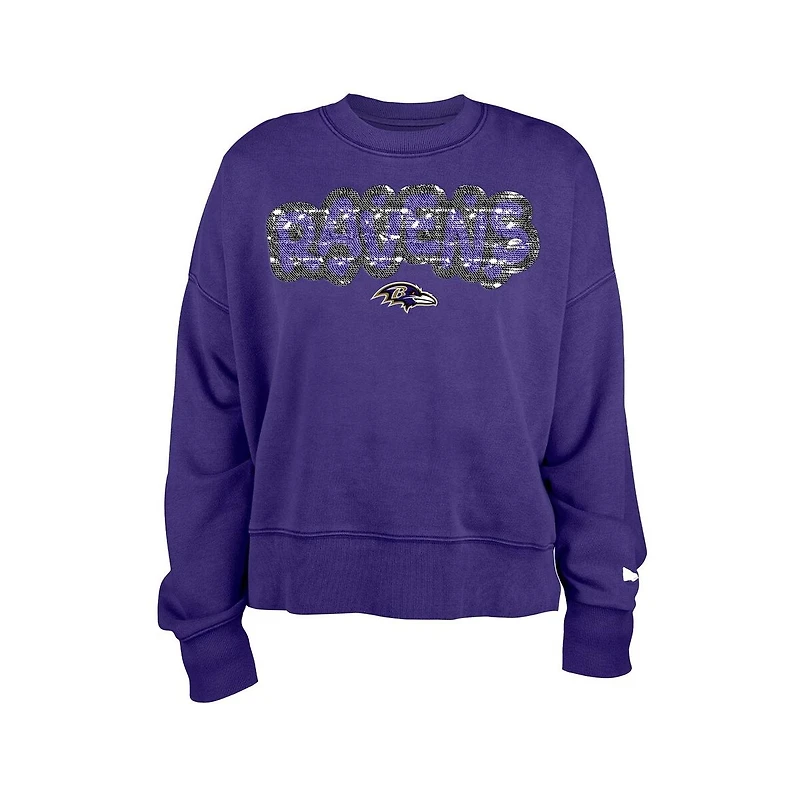New Era Girl's Purple Baltimore Ravens Flip Sequin Sweatshirt