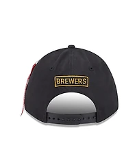 New Era Men's Black Milwaukee Brewers A-Frame 9FORTY Adjustable Hat