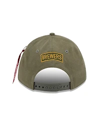 New Era Men's Olive Milwaukee Brewers A-Frame 9FORTY Adjustable Hat