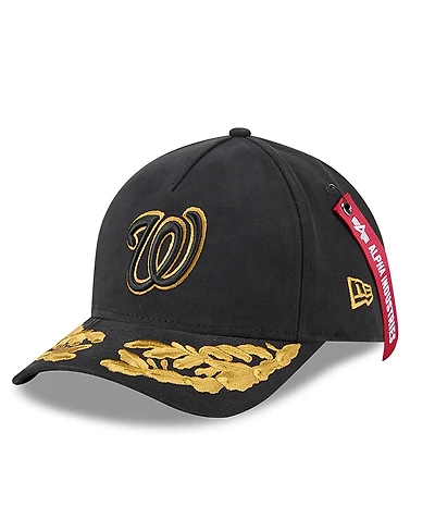 New Era Men's Black Washington Nationals A-Frame 9FORTY Adjustable Hat