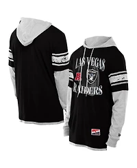 New Era Men's Black Las Vegas Raiders Twofer Layered Long Sleeve Hoodie T-Shirt
