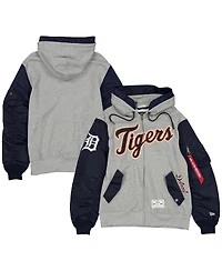 New Era Men's Heather Gray/Navy Detroit Tigers Full-Zip Hoodie Jacket