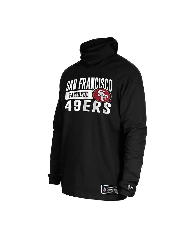 New Era Men's Black San Francisco 49ers Functional Fandom Balaclava Helmet Stripe Tri-Blend Hoodie