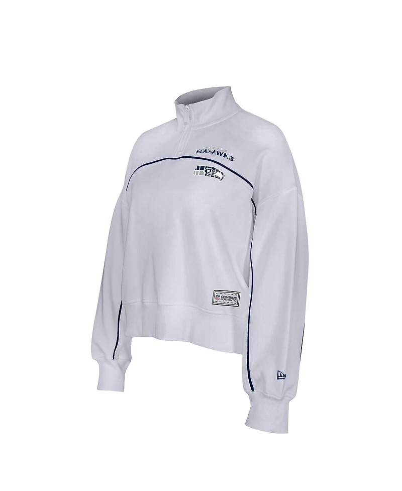 New Era Women's White Seattle Seahawks Functional Fandom Quarter-Zip Sweatshirt