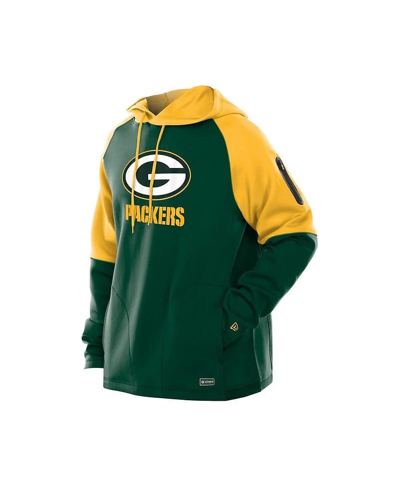 New Era Men's Green Bay Packers Combine Authentic Color Block Raglan Pullover Hoodie
