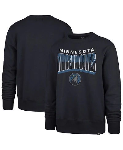 '47 Brand Men's and Women's Navy Minnesota Timberwolves Brush By Headline Crewneck Sweatshirt