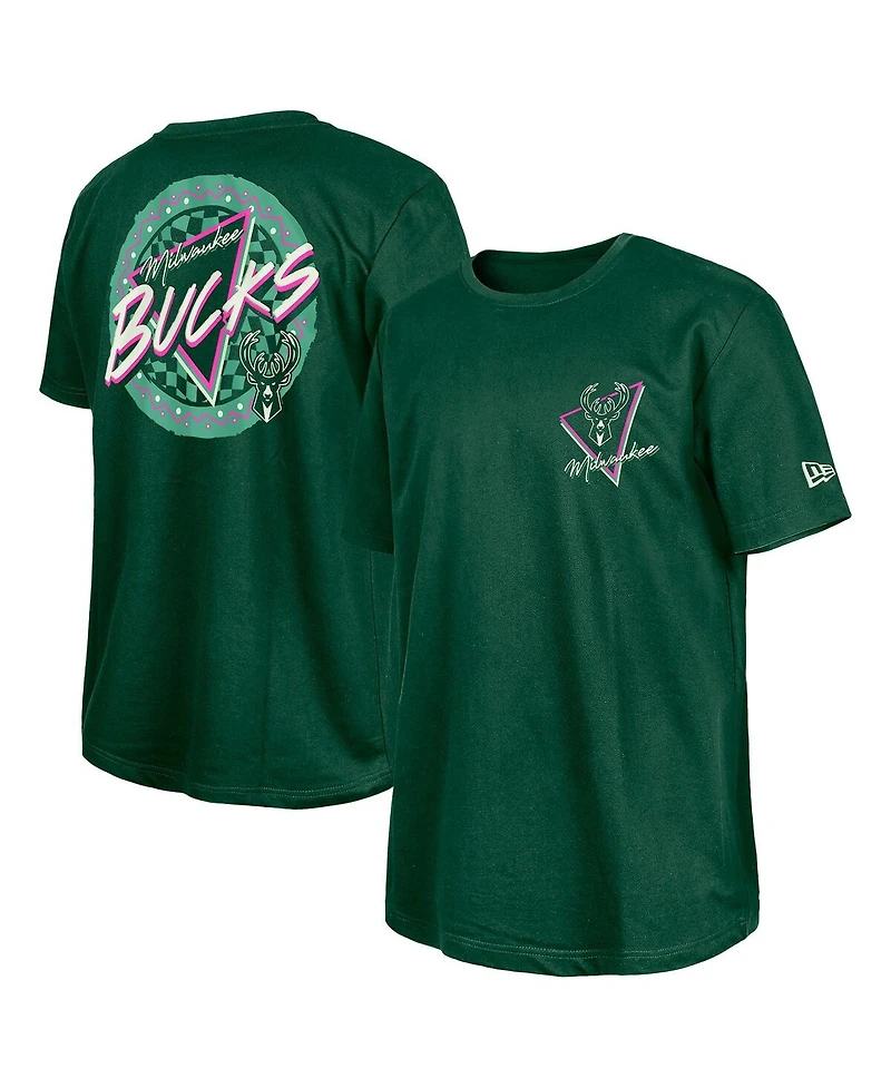 New Era Men's Hunter Green Milwaukee Bucks Glow-in-the-Dark T-Shirt