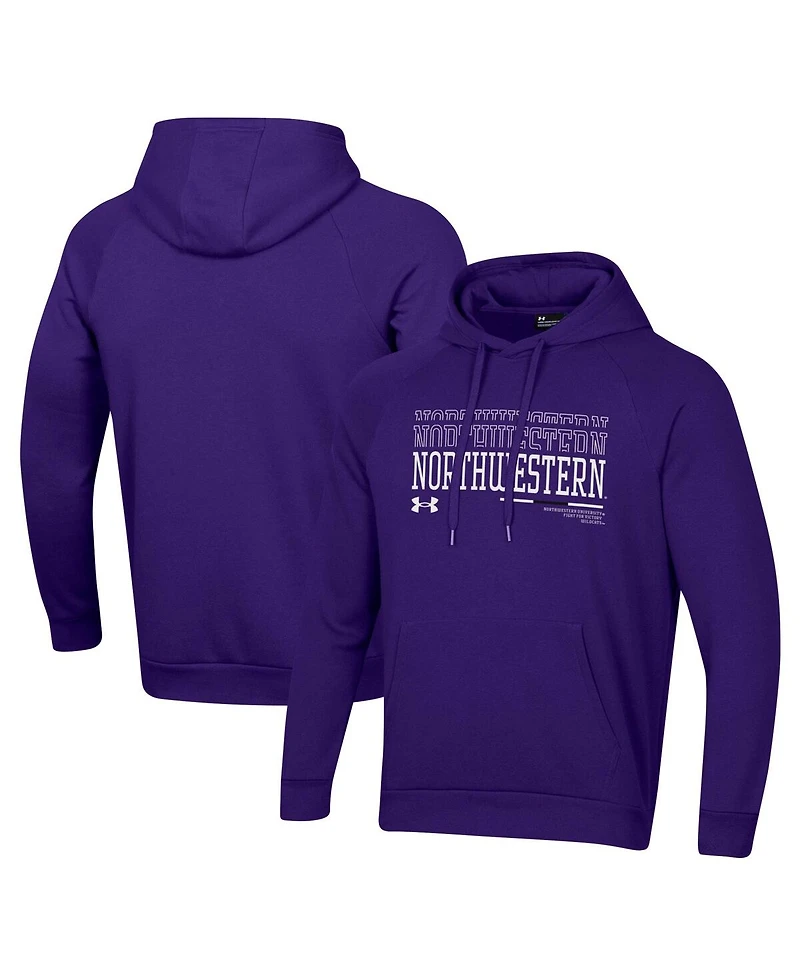 Under Armour Men's Purple Northwestern Wildcats 2024 Sideline Wordmark Rival Pullover Hoodie