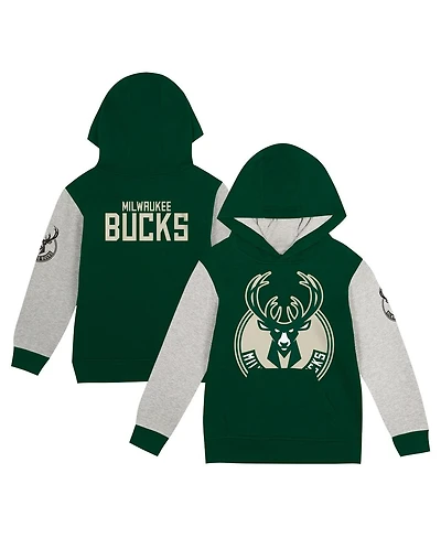 Outerstuff Toddler Hunter Green Milwaukee Bucks Fair Catch Fleece Pullover Hoodie