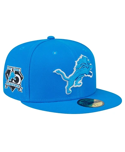 New Era Men's Blue Detroit Lions Main Side Patch 59FIFTY Fitted Hat