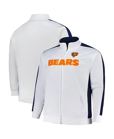 Fanatics Men's White Chicago Bears Big Tall Tricot Full-Zip Track Jacket