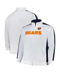 Fanatics Men's White Chicago Bears Big Tall Tricot Full-Zip Track Jacket