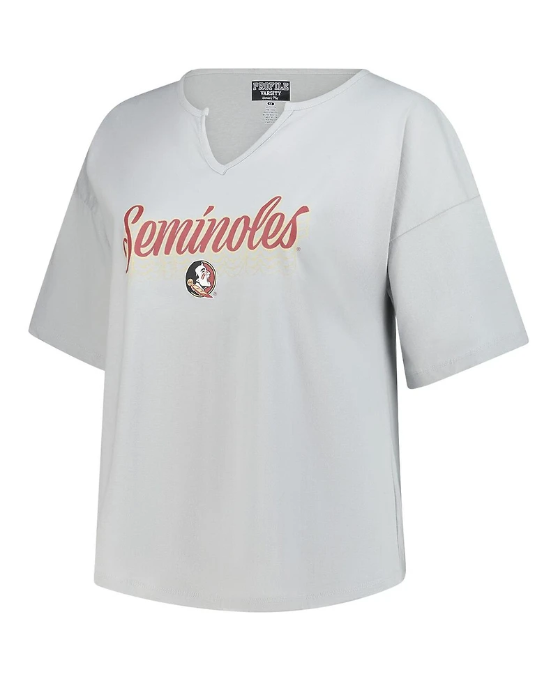Fanatics Women's Gray Florida State Seminoles Plus Winning Gear Notch Neck T-Shirt