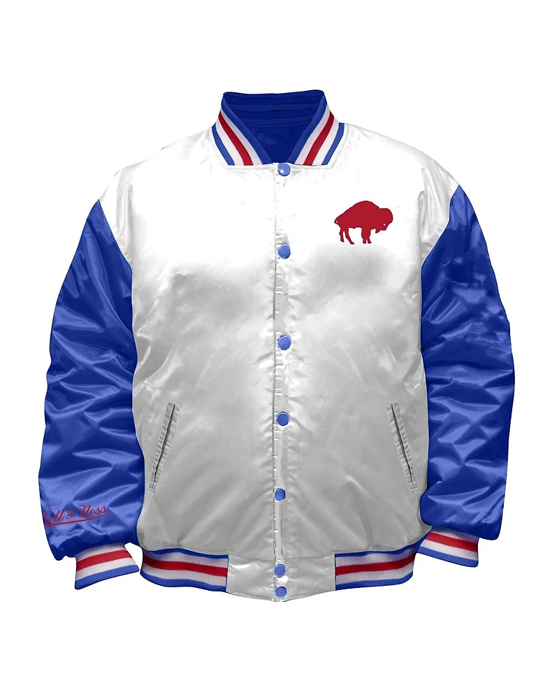 Mitchell & Ness Women's White Buffalo Bills Throwback Plus Full-Snap Satin Jacket