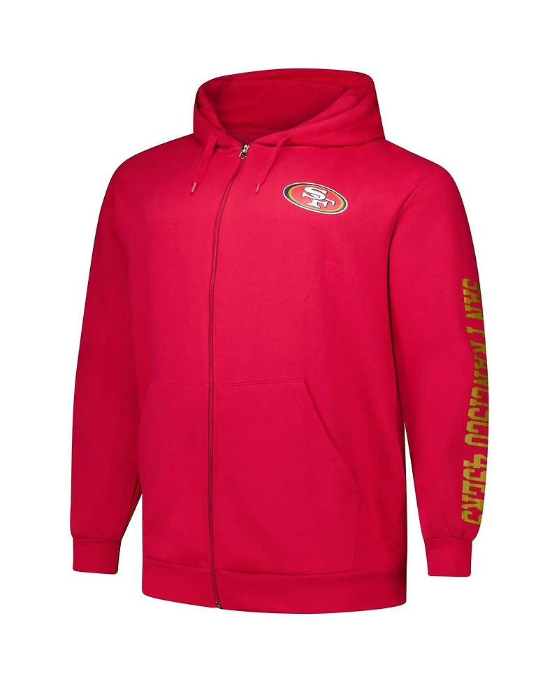 Fanatics Men's Scarlet San Francisco 49ers Big Tall Sleeve Hit Full-Zip Hoodie